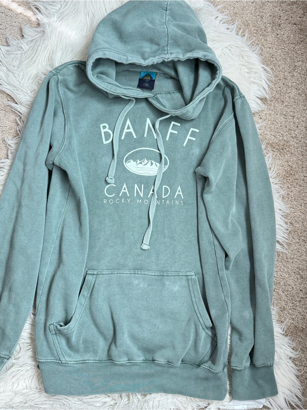 BANFF Canada Rocky Mountains Hooded Sweatshirt - Seafoam Green